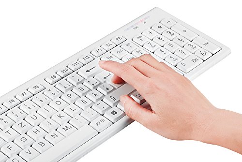 Perixx PERIDUO-711W DE, Kabelloses Funk Tastatur und Maus Set – Standard Größe – extra große Buchstaben – mit Nano Receiver – 2.4 GHz – Weiß - 2