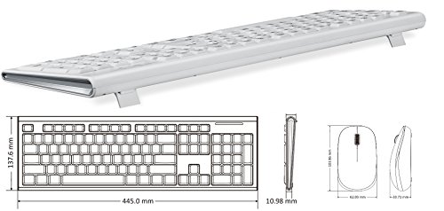Perixx PERIDUO-711W DE, Kabelloses Funk Tastatur und Maus Set – Standard Größe – extra große Buchstaben – mit Nano Receiver – 2.4 GHz – Weiß - 3