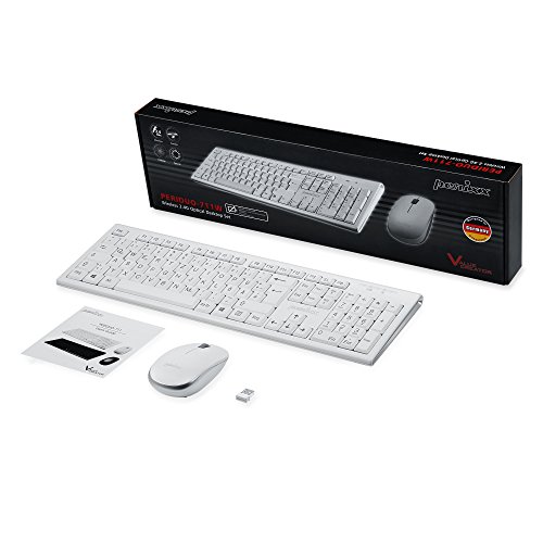 Perixx PERIDUO-711W DE, Kabelloses Funk Tastatur und Maus Set – Standard Größe – extra große Buchstaben – mit Nano Receiver – 2.4 GHz – Weiß - 5