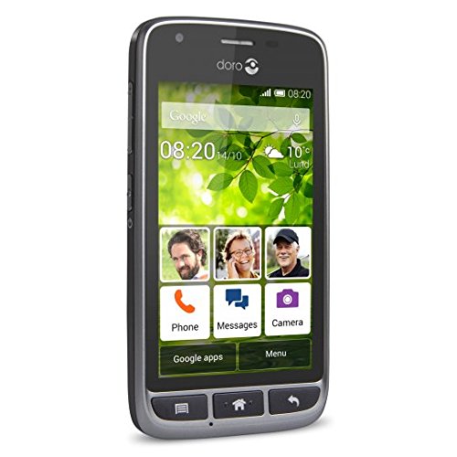 Doro Liberto 820 Mini – 3G Smartphone (4″ Touchscreen, 5 MP Kamera, GPS, Bluetooth 4.0, WiFi, Android 4.4) stahl/schwarz - 3