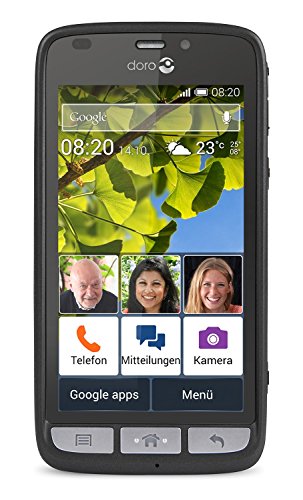 Doro Liberto 820 3G Smartphone (11,4 cm (4,5 Zoll) Touchscreen, 8 Megapixel Kamera, 1 GB RAM, GPS, Bluetooth 4.0, WiFi, Android 4.4) mit Experience Benutzeroberfläche schwarz