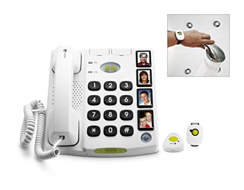 Doro Secure 347 Schnurgebundenes Großtastentelefon mit 4 Direktwahl-Fototasten inkl. 2 mobilen Notrufalarmgebern, weiß - 5
