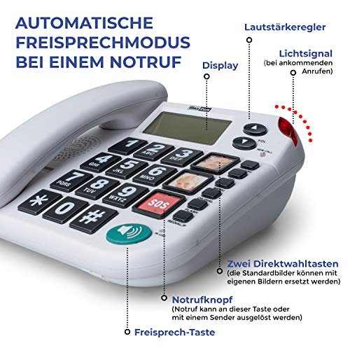Pflegerufset Senioren-Notruf-Telefon mit Armbandsender-Sender und Adapterstecker - 2